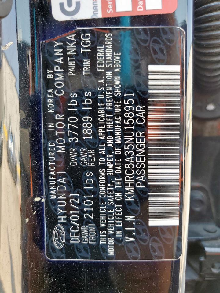 2022 Hyundai Venue Sel VIN: KMHRC8A35NU158951 Lot: 67755615