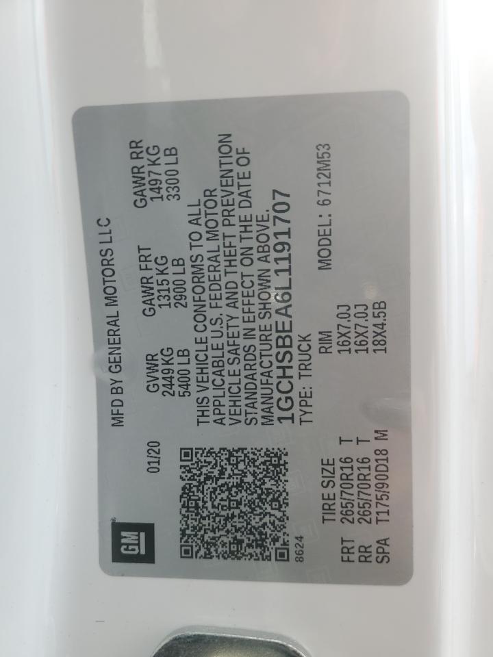 2020 Chevrolet Colorado VIN: 1GCHSBEA6L1191707 Lot: 68488665