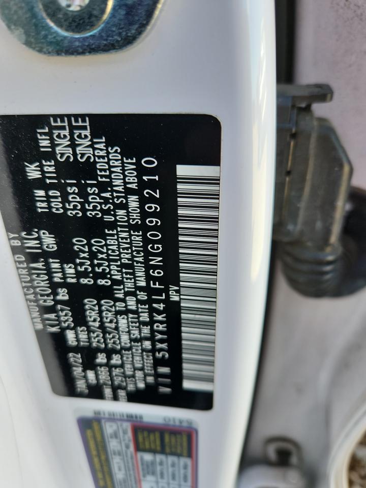 2022 Kia Sorento Sx VIN: 5XYRK4LF6NG099210 Lot: 70463945