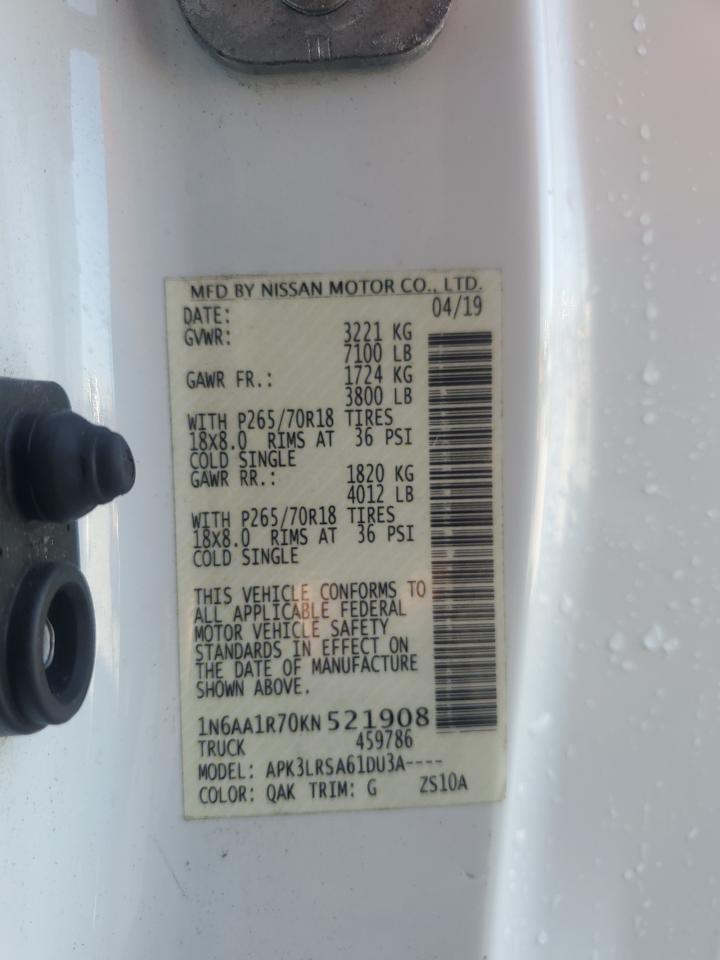 2019 Nissan Titan S VIN: 1N6AA1R70KN521908 Lot: 69290525