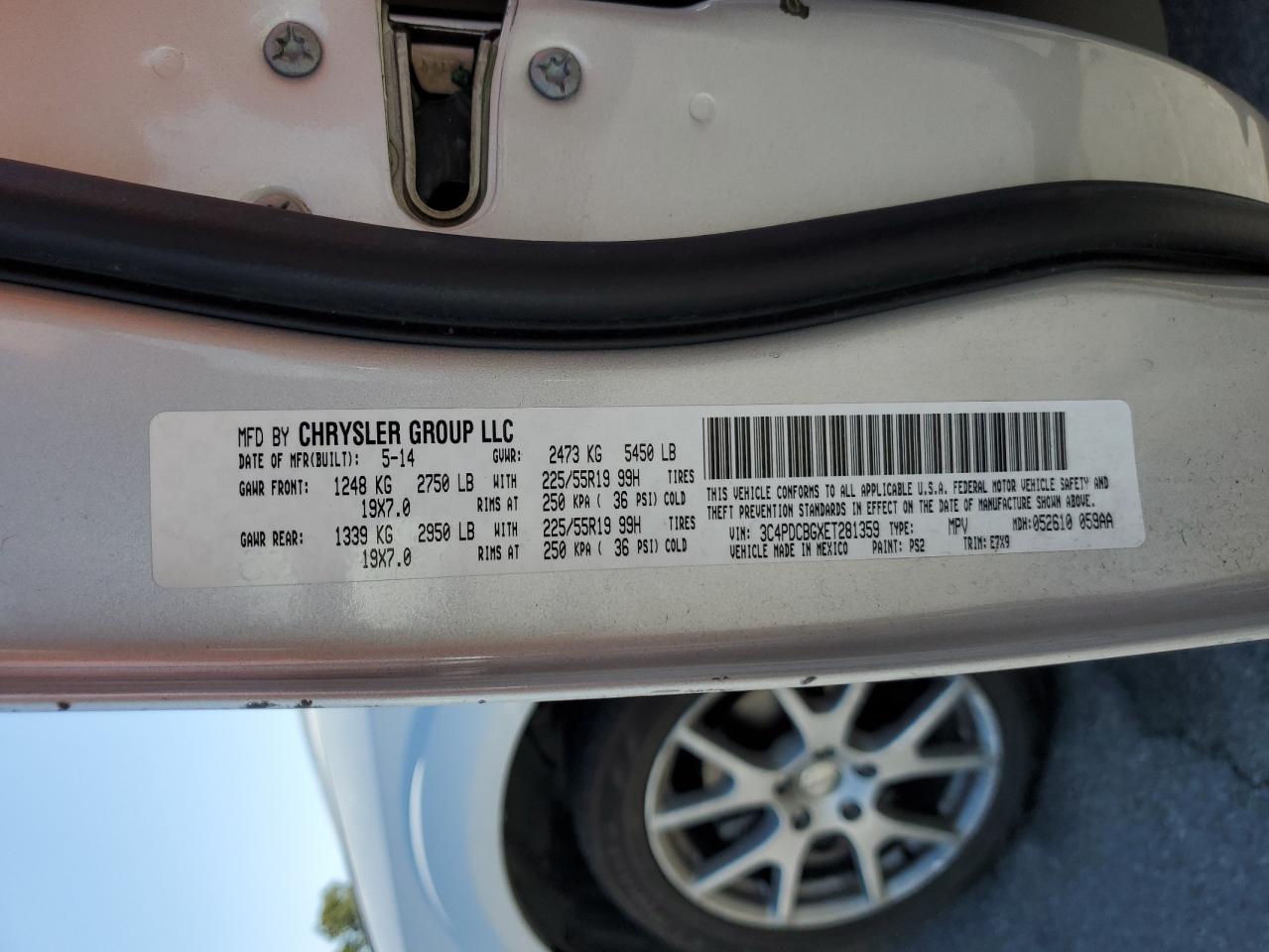 2014 Dodge Journey Sxt VIN: 3C4PDCBGXET281359 Lot: 67804935