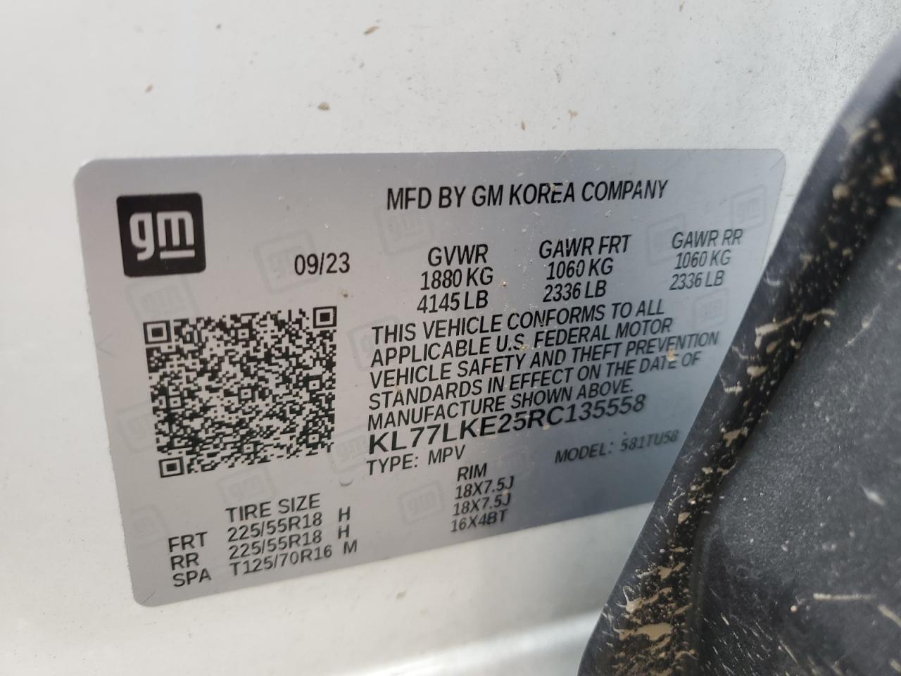 2024 Chevrolet Trax Activ VIN: KL77LKE25RC135558 Lot: 69172365