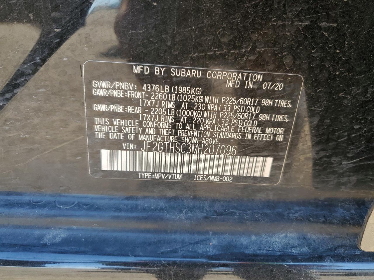 2021 Subaru Crosstrek Sport VIN: JF2GTHSC3MH207096 Lot: 69492725