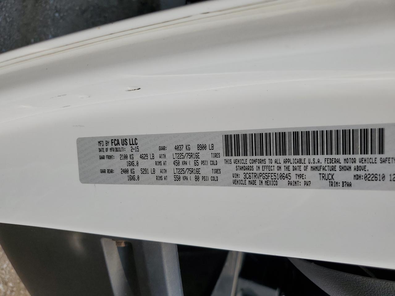 3C6TRVPG5FE510645 2015 Ram Promaster 2500 2500 High