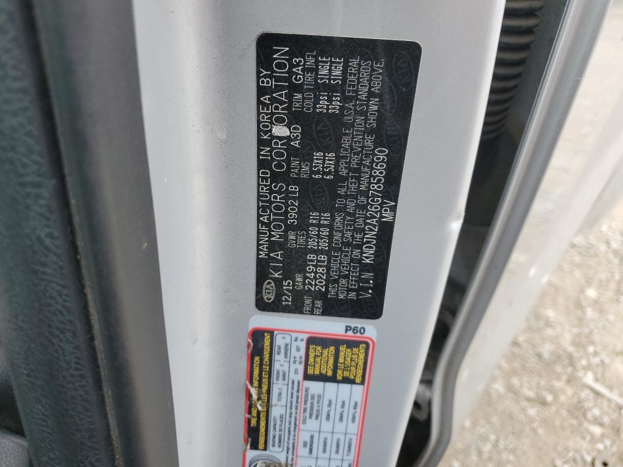 2016 Kia Soul VIN: KNDJN2A26G7858690 Lot: 70722675