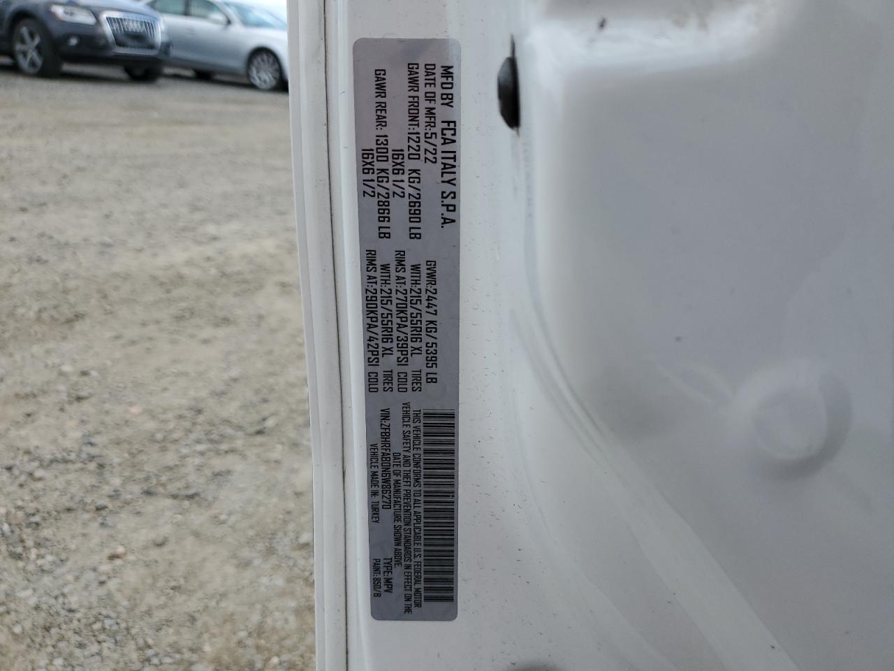 2022 Ram Promaster City Tradesman VIN: ZFBHRFAB0N6W86270 Lot: 70385775