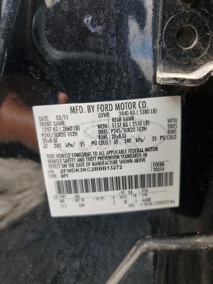 2011 Ford Edge Limited VIN: 2FMDK3KC2BBB13272 Lot: 69677555