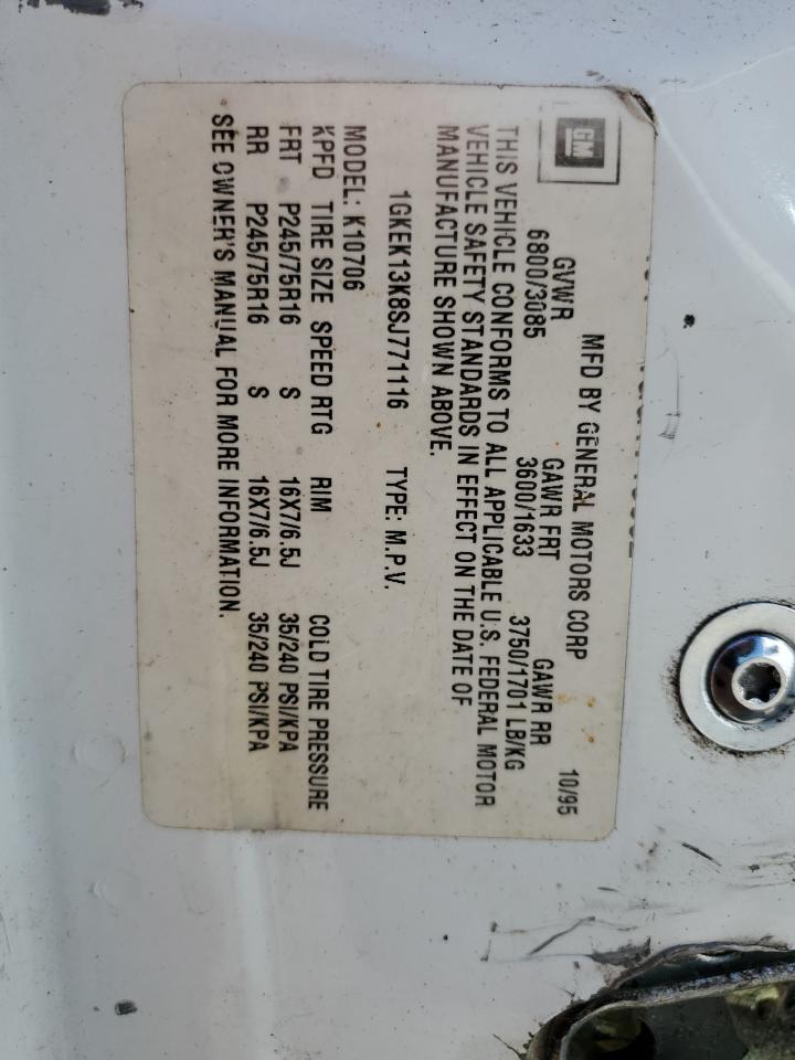 1995 GMC Yukon VIN: 1GKEK13K8SJ771116 Lot: 70151885