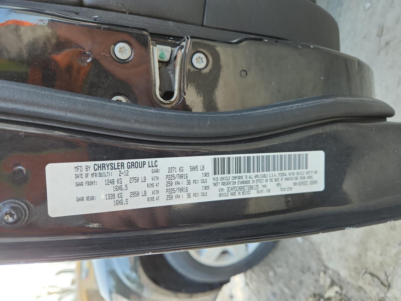 2012 Dodge Journey Se VIN: 3C4PDCAB9CT280125 Lot: 69024135