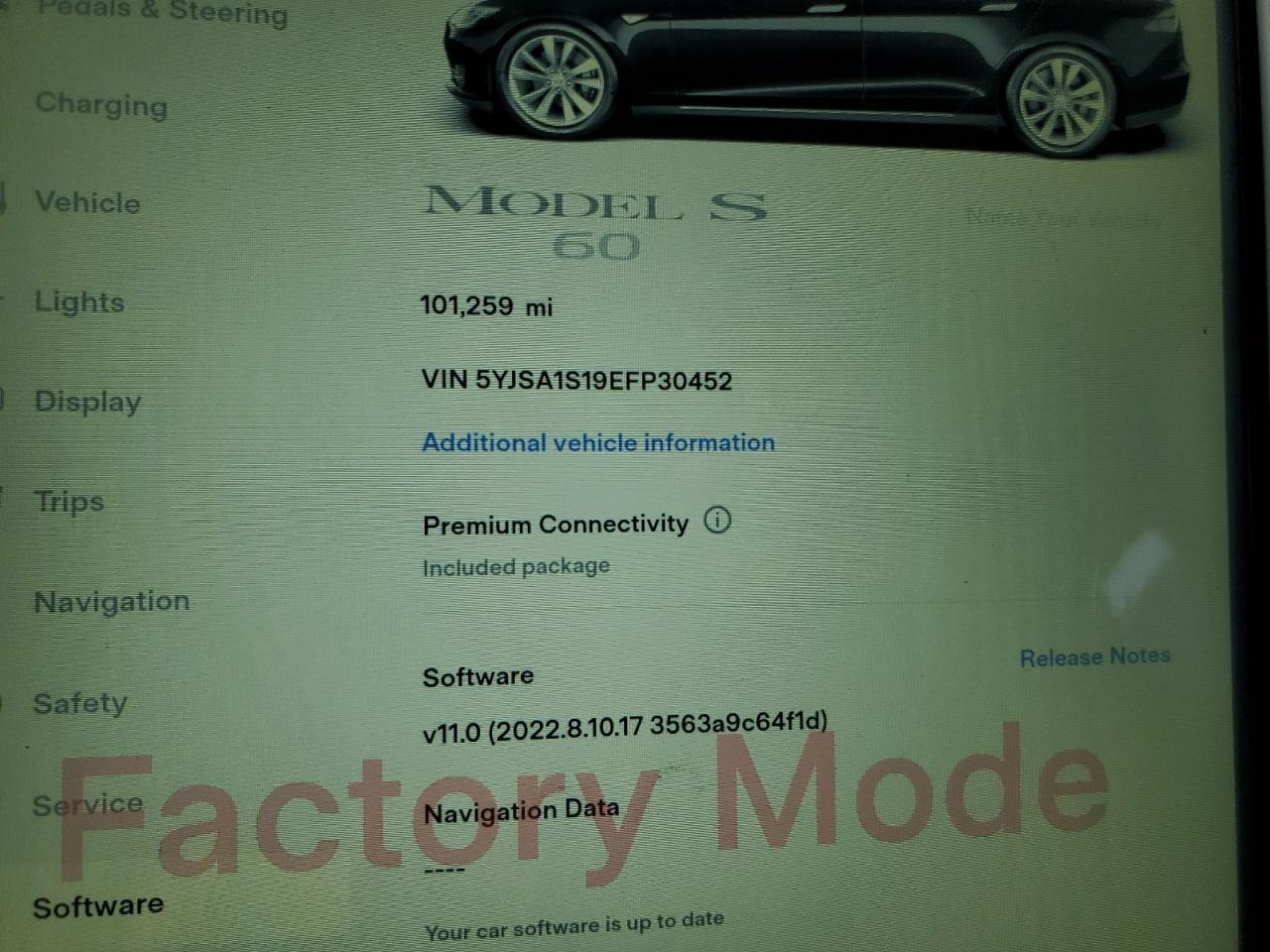2014 Tesla Model S VIN: 5YJSA1S19EFP30452 Lot: 70590535
