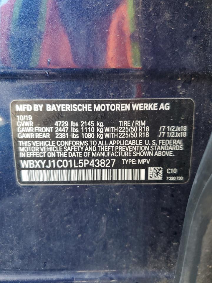 2020 BMW X2 xDrive28I VIN: WBXYJ1C01L5P43827 Lot: 69745155