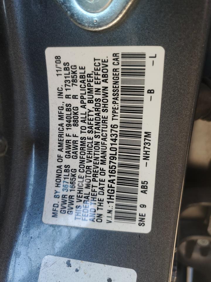 2009 Honda Civic Lx VIN: 1HGFA16579L014376 Lot: 69206825