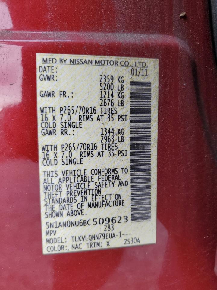 2011 Nissan Xterra Off Road VIN: 5N1AN0NU6BC509623 Lot: 69024295