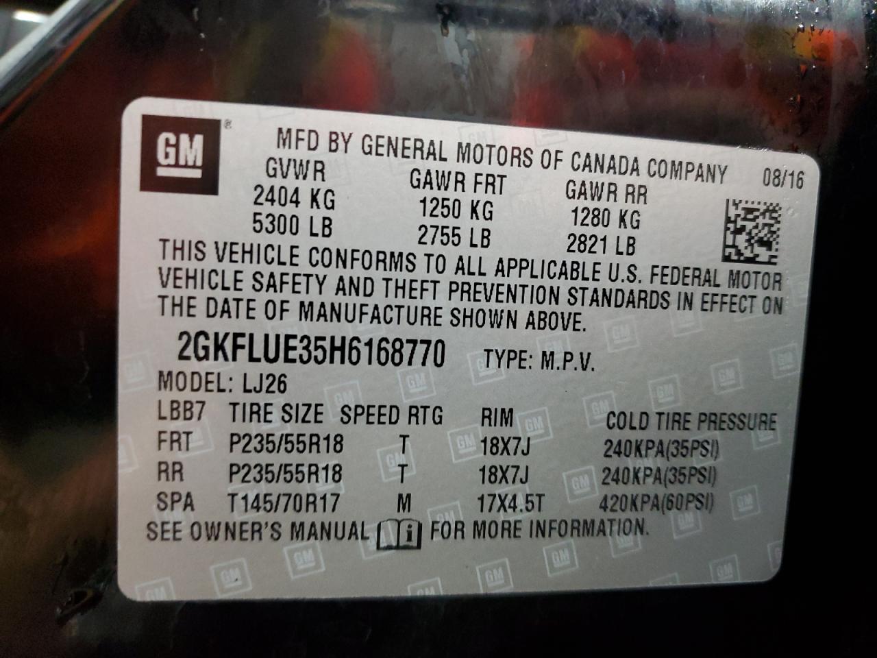 2017 GMC Terrain Slt VIN: 2GKFLUE35H6168770 Lot: 69278845