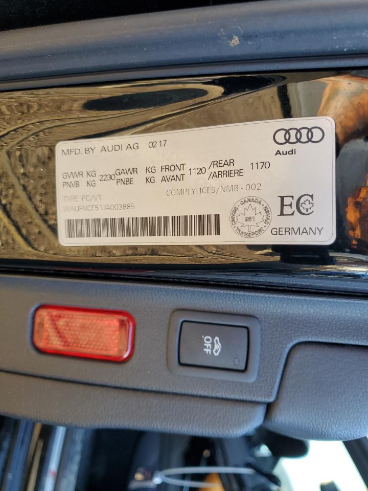 2018 Audi A5 Prestige S-Line VIN: WAUFNCF51JA003885 Lot: 69594405