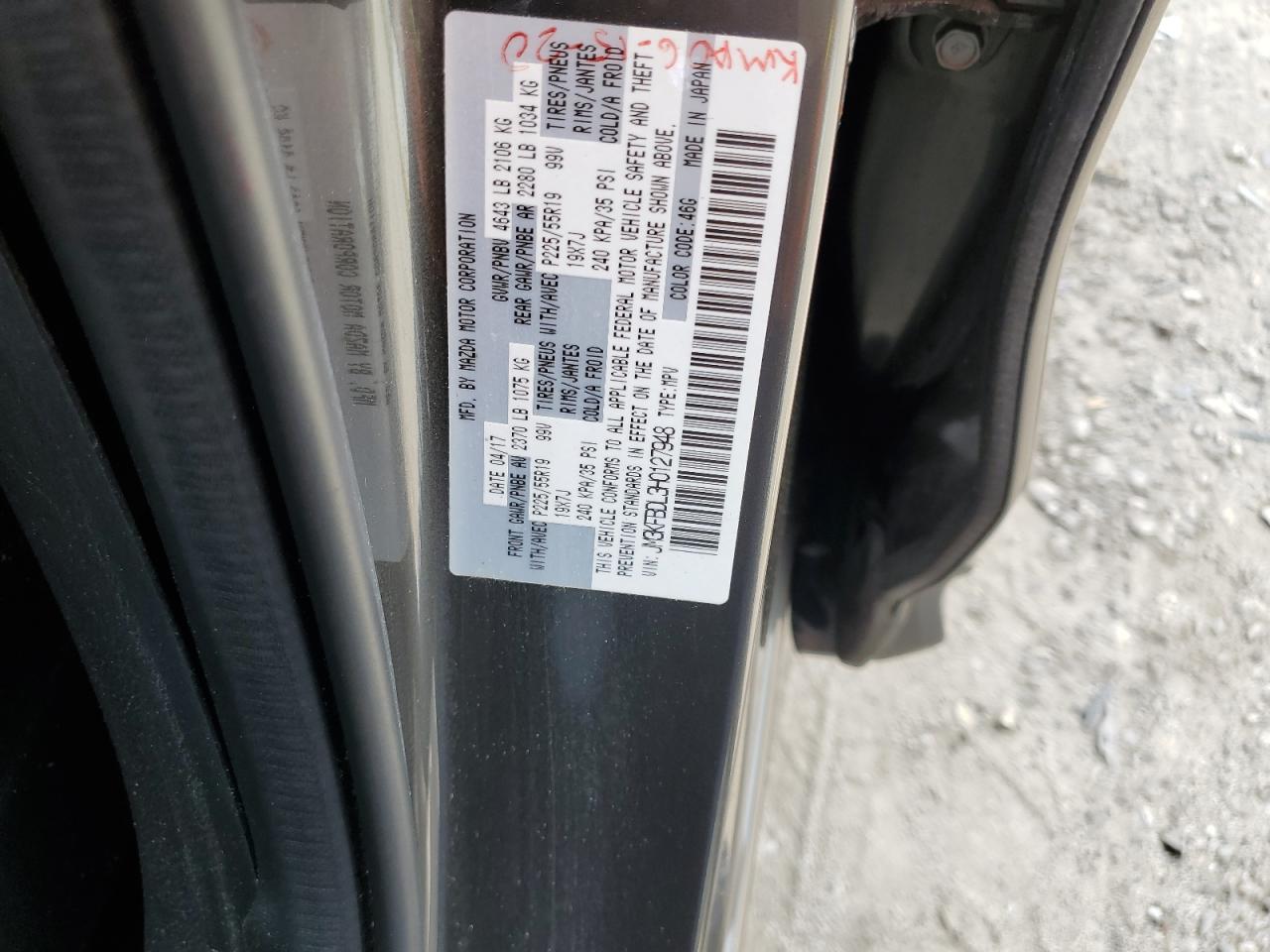 2017 Mazda Cx-5 Grand Touring VIN: JM3KFBDL3H0127948 Lot: 68191005