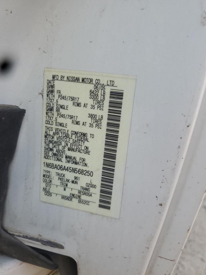 2005 Nissan Titan Xe VIN: 1N6BA06A45N568250 Lot: 67863295
