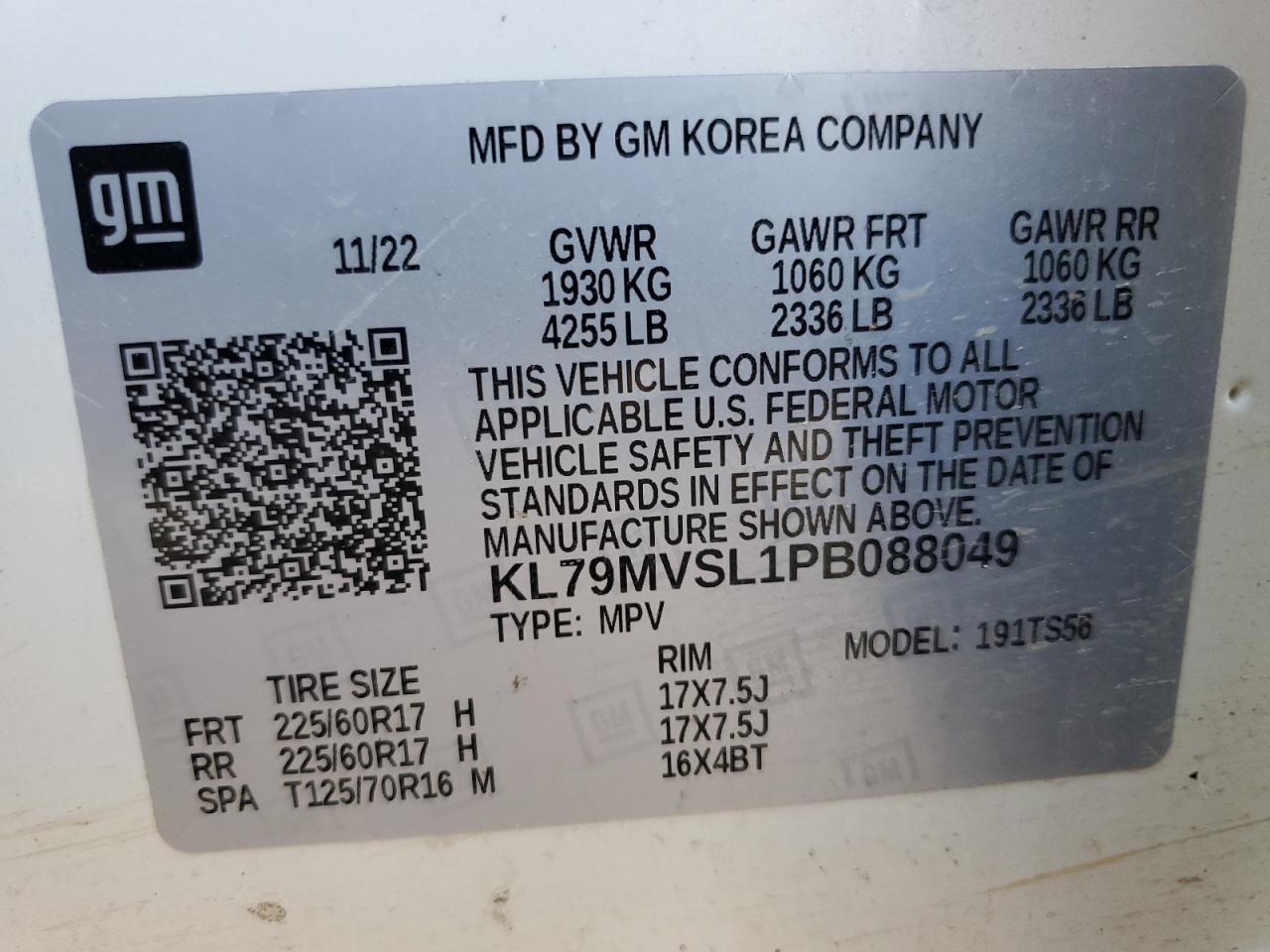 2023 Chevrolet Trailblazer Activ VIN: KL79MVSL1PB088049 Lot: 68101215