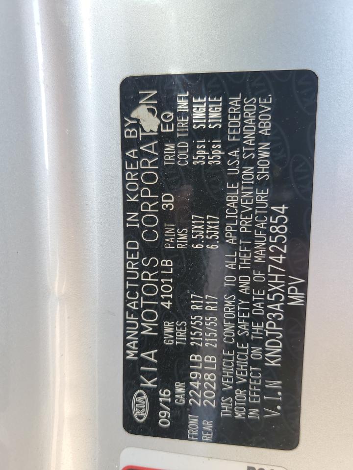 2017 Kia Soul + VIN: KNDJP3A5XH7425854 Lot: 70767315