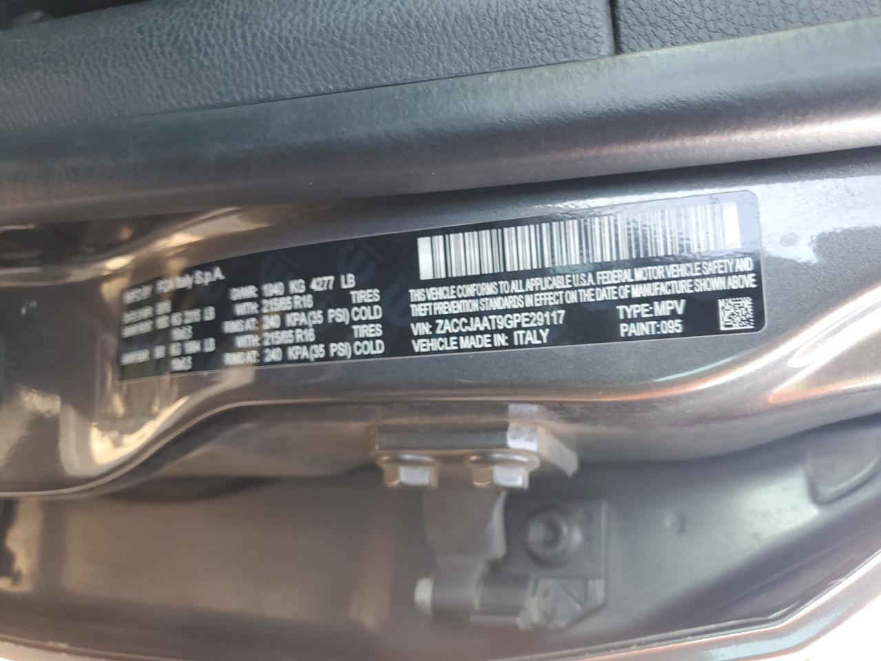 2016 Jeep Renegade Sport VIN: ZACCJAAT9GPE29117 Lot: 68937855