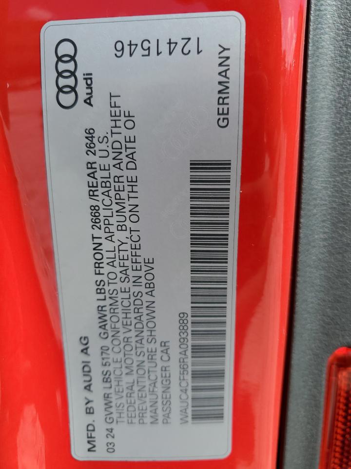 2024 Audi S5 Premium Plus VIN: WAUC4CF56RA093889 Lot: 69743675