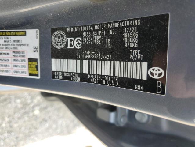 2022 TOYOTA COROLLA SE  