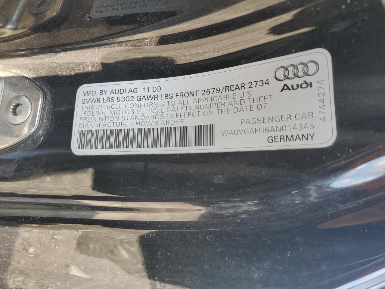 2010 Audi S5 Prestige VIN: WAUVGAFH6AN014345 Lot: 69667565