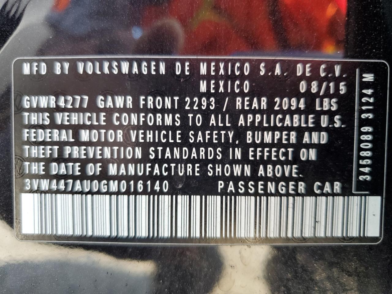 2016 Volkswagen Gti S/Se VIN: 3VW447AU0GM016140 Lot: 69225015