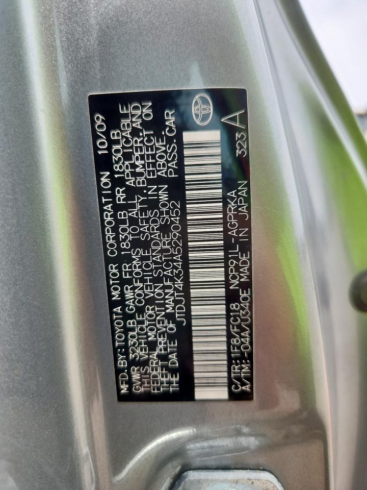 2010 Toyota Yaris VIN: JTDJT4K34A5290452 Lot: 70105975