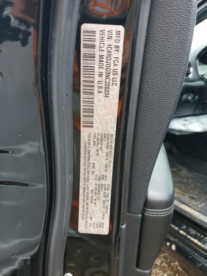 2022 Dodge Durango Gt VIN: 1C4RDJDG0NC220334 Lot: 69440525