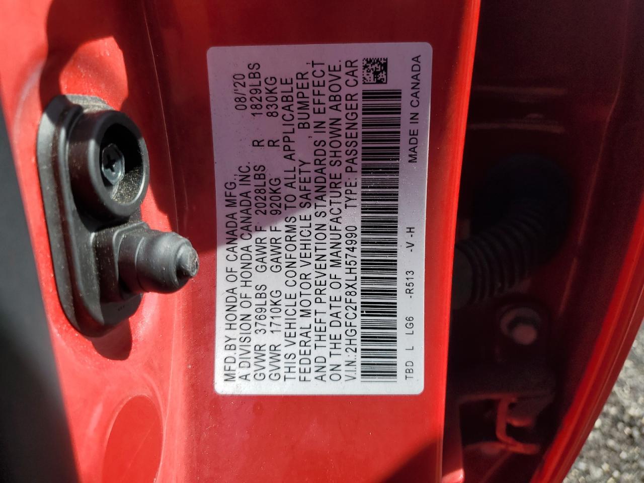 2020 Honda Civic Sport VIN: 2HGFC2F8XLH574990 Lot: 70825315