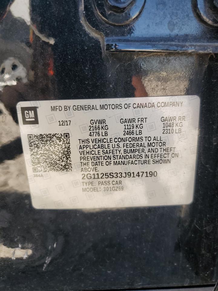 2018 Chevrolet Impala Premier VIN: 2G1125S33J9147190 Lot: 70197745