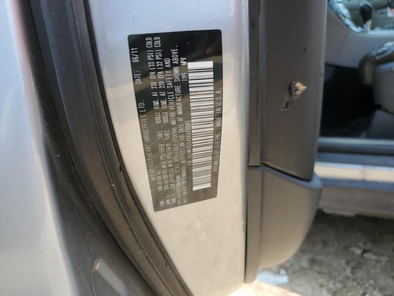 2011 Subaru Tribeca Limited VIN: 4S4WX9GD4B4402985 Lot: 66830005