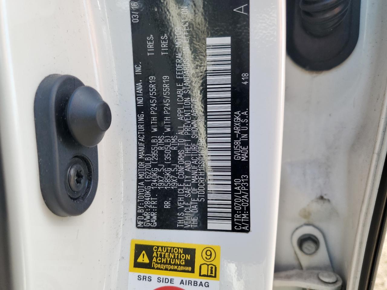 2016 Toyota Highlander Hybrid Limited VIN: 5TDDCRFH1GS016788 Lot: 70720875