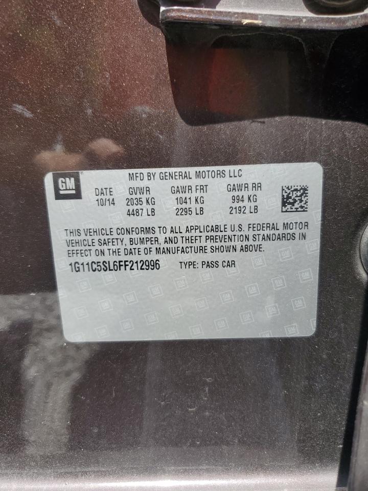 2015 Chevrolet Malibu 1Lt VIN: 1G11C5SL6FF212996 Lot: 70526025