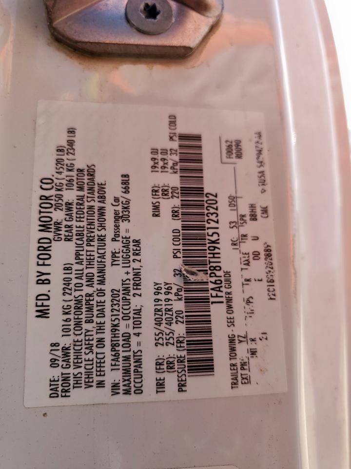 2019 Ford Mustang VIN: 1FA6P8TH9K5123202 Lot: 69576565