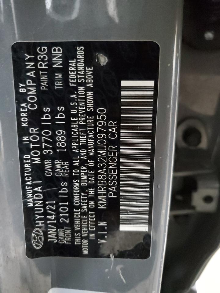 2021 Hyundai Venue Se VIN: KMHRB8A32MU097950 Lot: 67649435