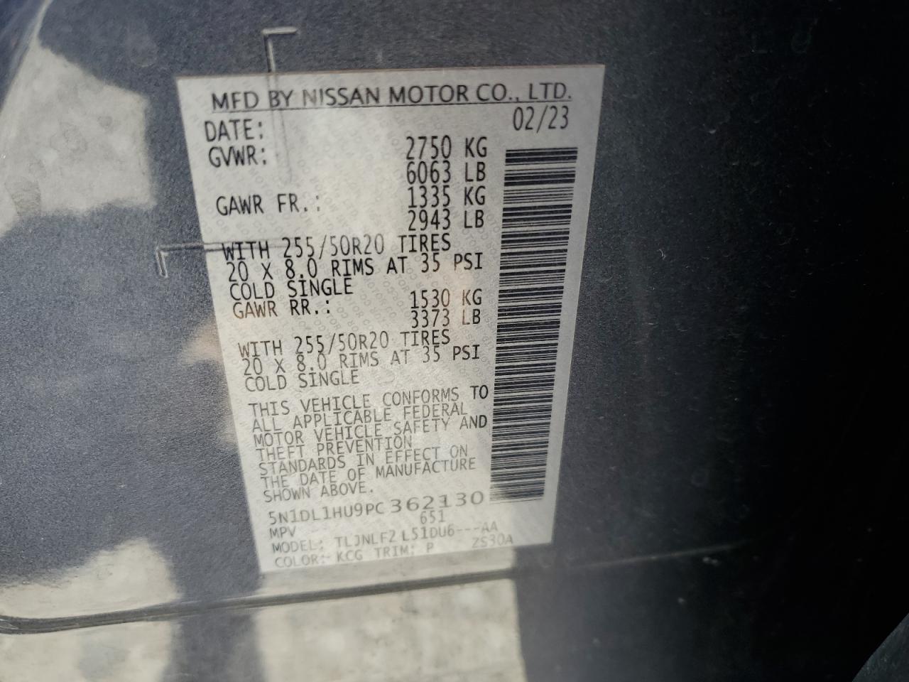 2023 Infiniti Qx60 Autograph VIN: 5N1DL1HU9PC362130 Lot: 69572675