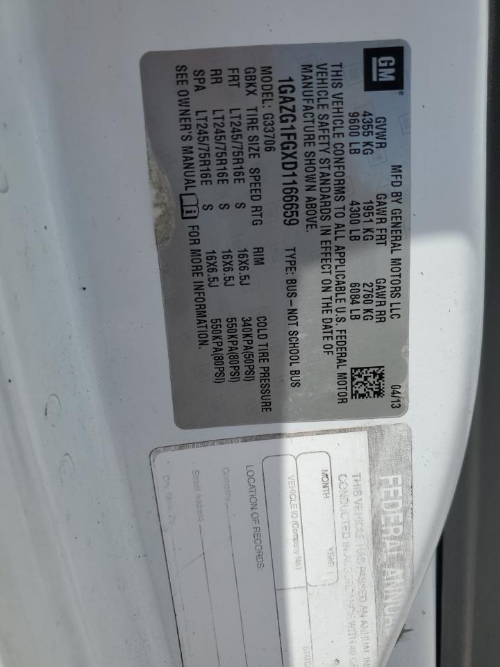 2013 Chevrolet Express G3500 Lt VIN: 1GAZG1FGXD1166659 Lot: 69656995