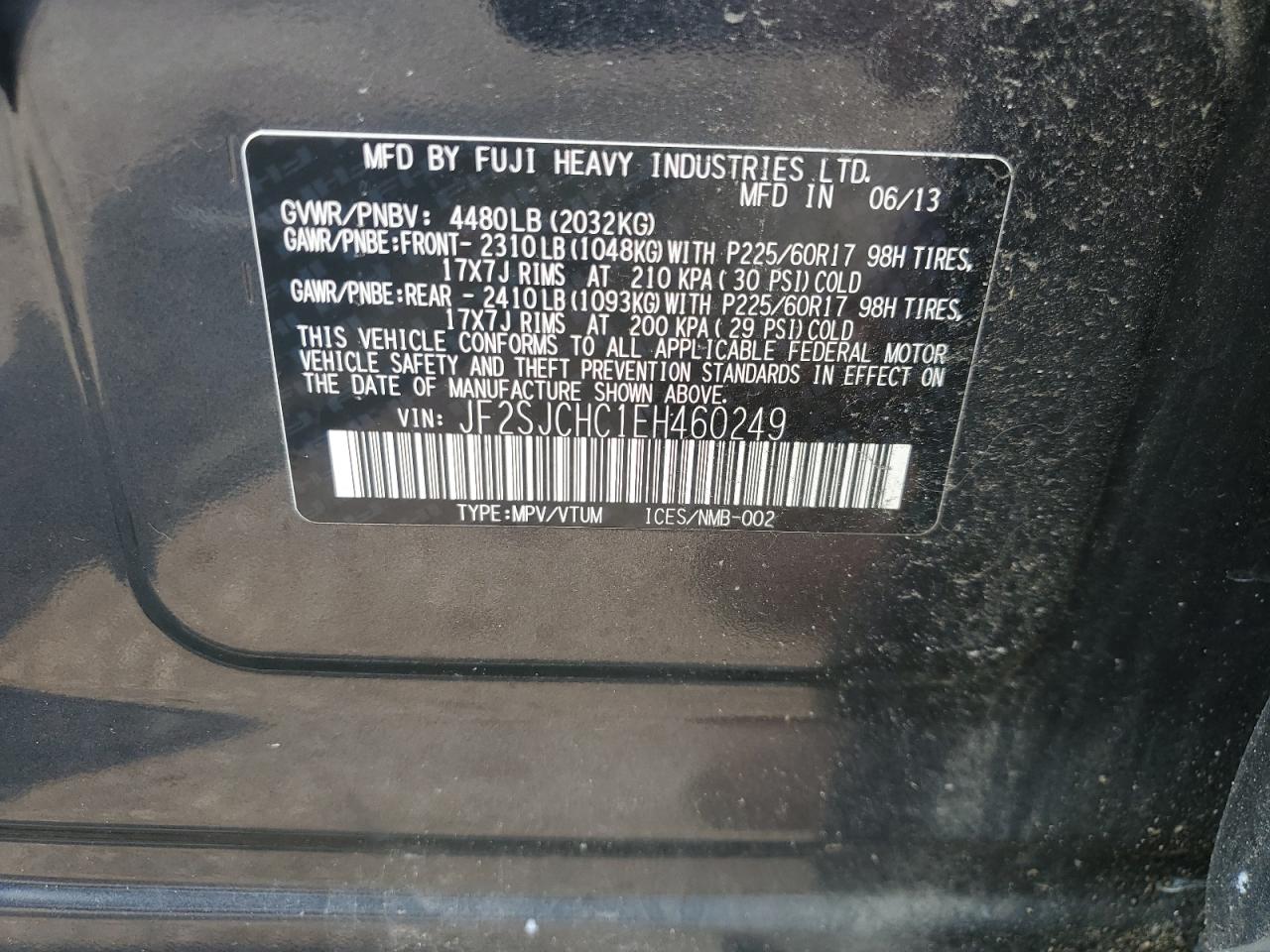 2014 Subaru Forester 2.5I Limited VIN: JF2SJCHC1EH460249 Lot: 67518305