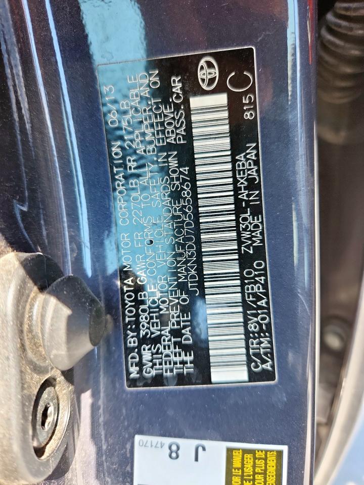 2013 Toyota Prius VIN: JTDKN3DU7D5658674 Lot: 67578235