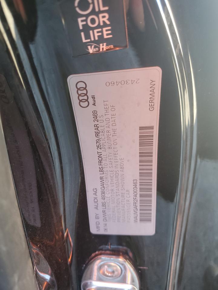 2015 Audi S5 Prestige VIN: WAUVGAFR2FA003463 Lot: 70271525