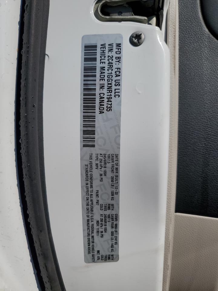 2022 Chrysler Pacifica Limited VIN: 2C4RC1GGXNR194735 Lot: 68197585