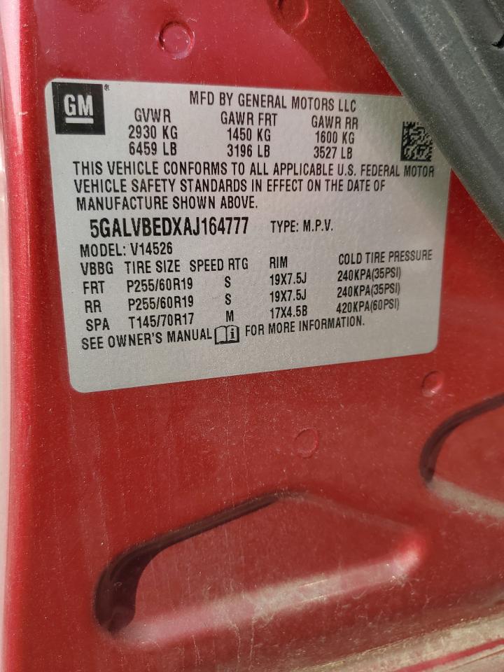 2010 Buick Enclave Cxl VIN: 5GALVBEDXAJ164777 Lot: 67555945