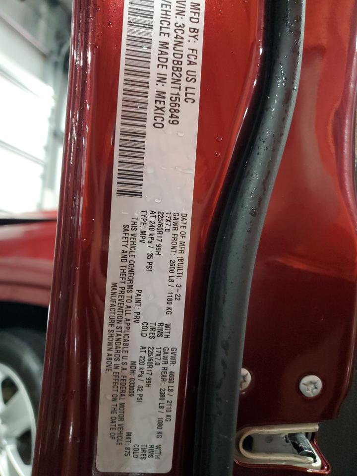 2022 Jeep Compass Latitude VIN: 3C4NJDBB2NT156849 Lot: 69195475