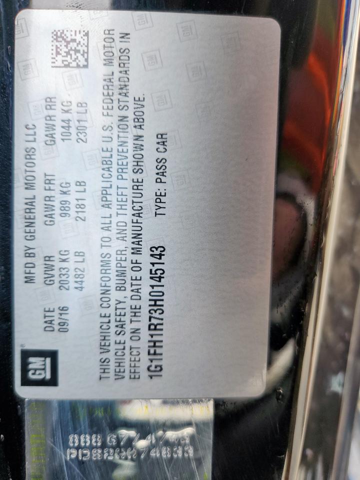 2017 Chevrolet Camaro Ss VIN: 1G1FH1R73H0145143 Lot: 70171275