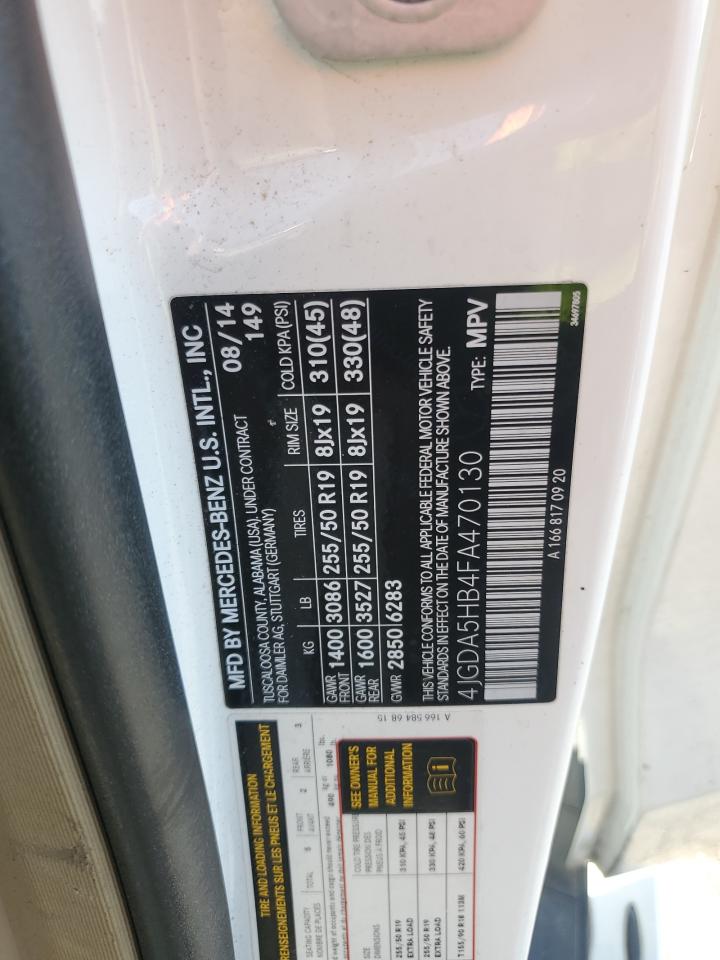 2015 Mercedes-Benz Ml 350 4Matic VIN: 4JGDA5HB4FA470130 Lot: 70348005