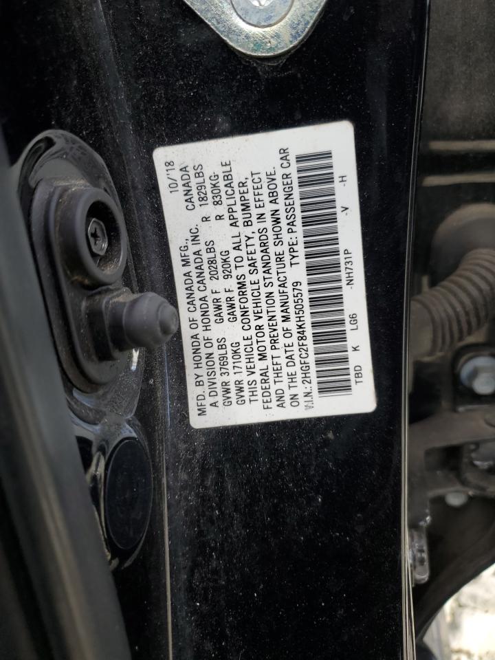 2019 Honda Civic Sport VIN: 2HGFC2F84KH505579 Lot: 70562165