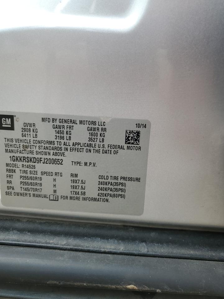 2015 GMC Acadia Slt-2 VIN: 1GKKRSKD9FJ200652 Lot: 68707515