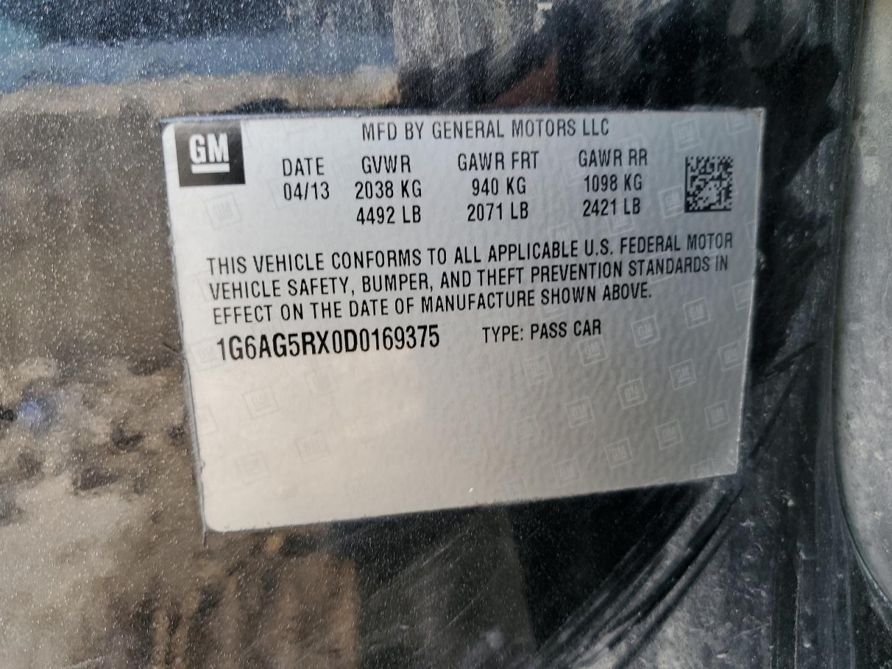 2013 Cadillac Ats VIN: 1G6AG5RX0D0169375 Lot: 90983465